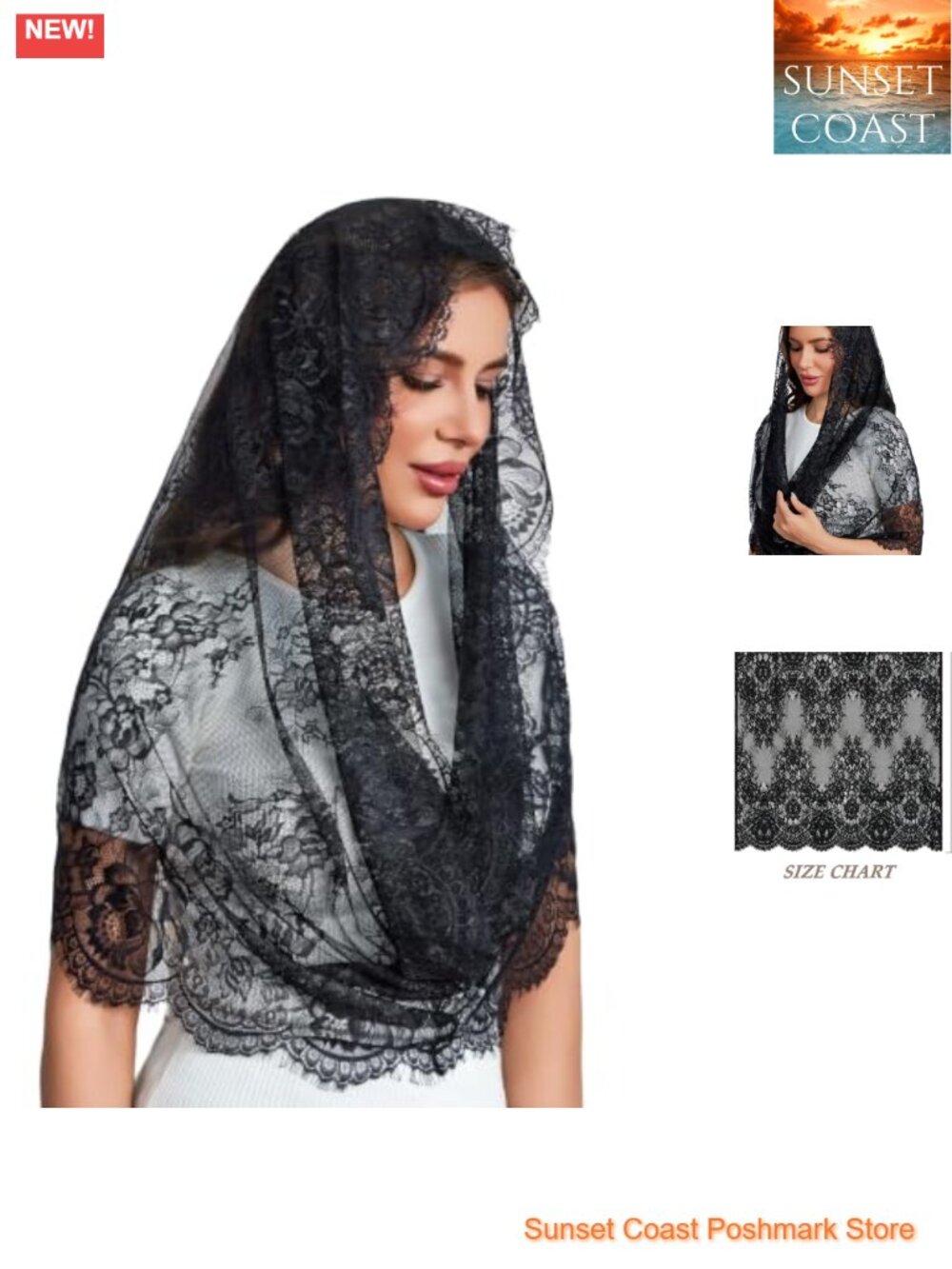 Lace Mantilla Veil Chapel Mass Head Covering Latin Scarf